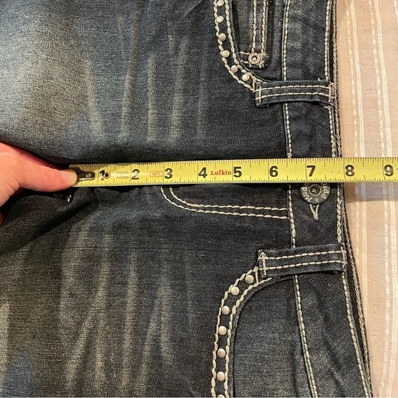 Mudd Mid Rise Dark Wash Denim Jean Bermuda Shorts Juniors 5 - Picture 5 of 6